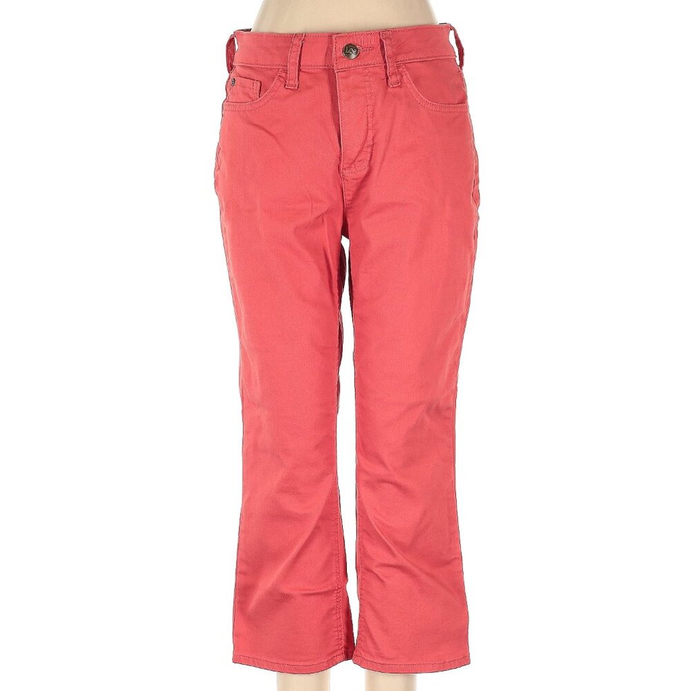 Lee® Women's Denim Capri Mid Rise Jeans 4M Stretch NEW with tags Poppy Coral